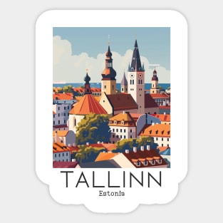 A Vintage Travel Illustration of Tallinn - Estonia Sticker